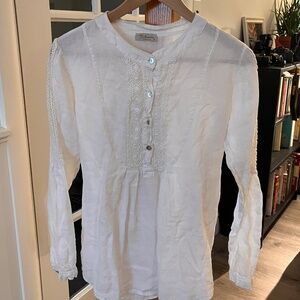 Bellambra 100% linen tunic with lace detailing